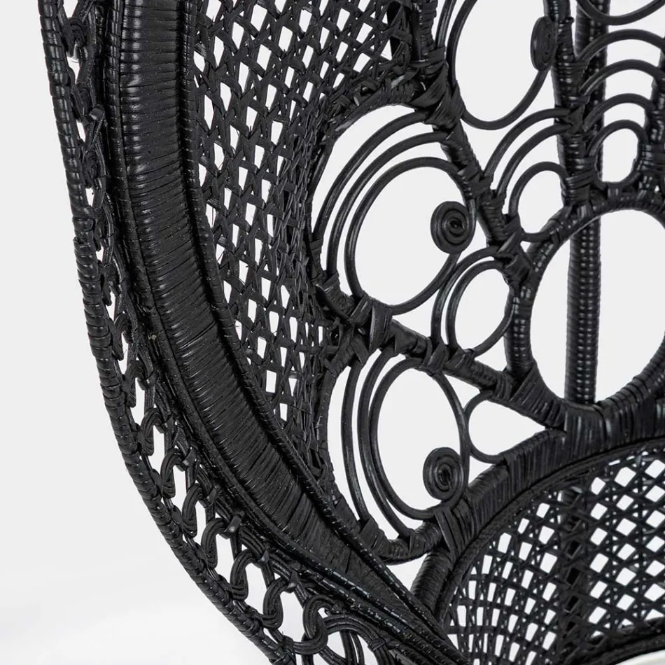 Poltrona da Giardino Design di Lusso per Esterni in Rattan Nero - Serafino Viadurini
