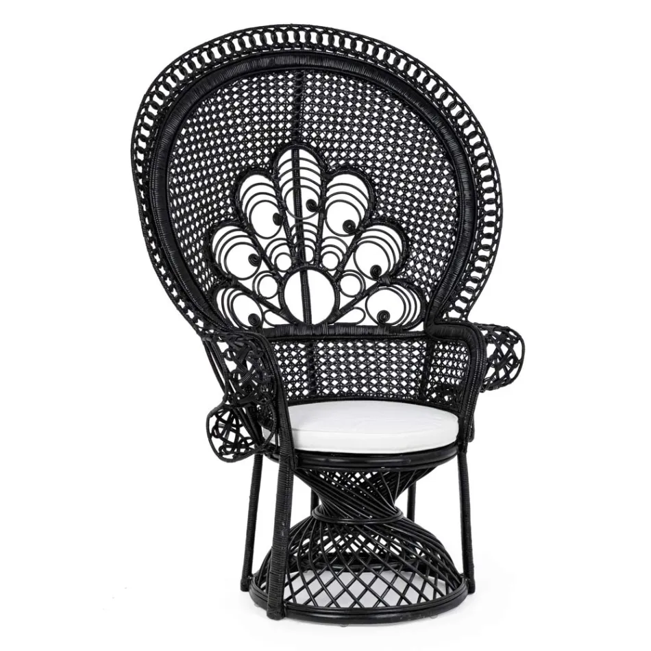 Poltrona da Giardino Design di Lusso per Esterni in Rattan Nero - Serafino Viadurini