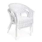 Poltrona da Giardino Design Impilabile in Rattan Bianco, Blu o Verde - Favolizia Viadurini