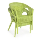 Poltrona da Giardino Design Impilabile in Rattan Bianco, Blu o Verde - Favolizia Viadurini