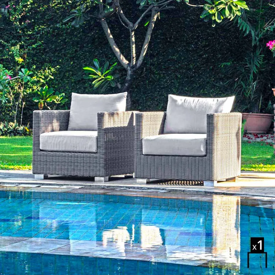 Poltrona da giardino di design intrecciata a mano Elsa Viadurini