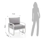 Poltrona da Giardino in Alluminio Bianco Avorio Opaco e Cuscini Grigio - Avoir Viadurini