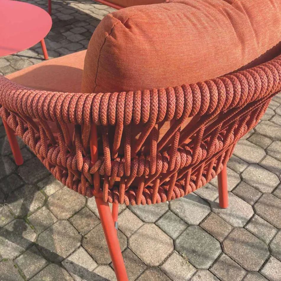 Poltrona da Giardino in Alluminio, Corda e Tessuto Marsala o Bianco - Brise Viadurini