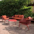 Poltrona da Giardino in Alluminio, Corda e Tessuto Marsala o Bianco - Brise Viadurini