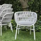 Poltrona da Giardino in Alluminio, Corda e Tessuto Marsala o Bianco - Brise Viadurini