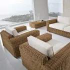 Poltrona da Giardino in Polyrattan Intrecciato a Mano - Yoko Viadurini