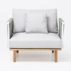 Poltrona da Giardino in Teak, Intreccio in Corda e Cuscini - Bellatrix Viadurini