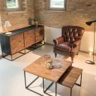 Poltrona da Interno Interamente Realizzata in Cuoio Vintage Effetto Invecchiato - Timbro Viadurini