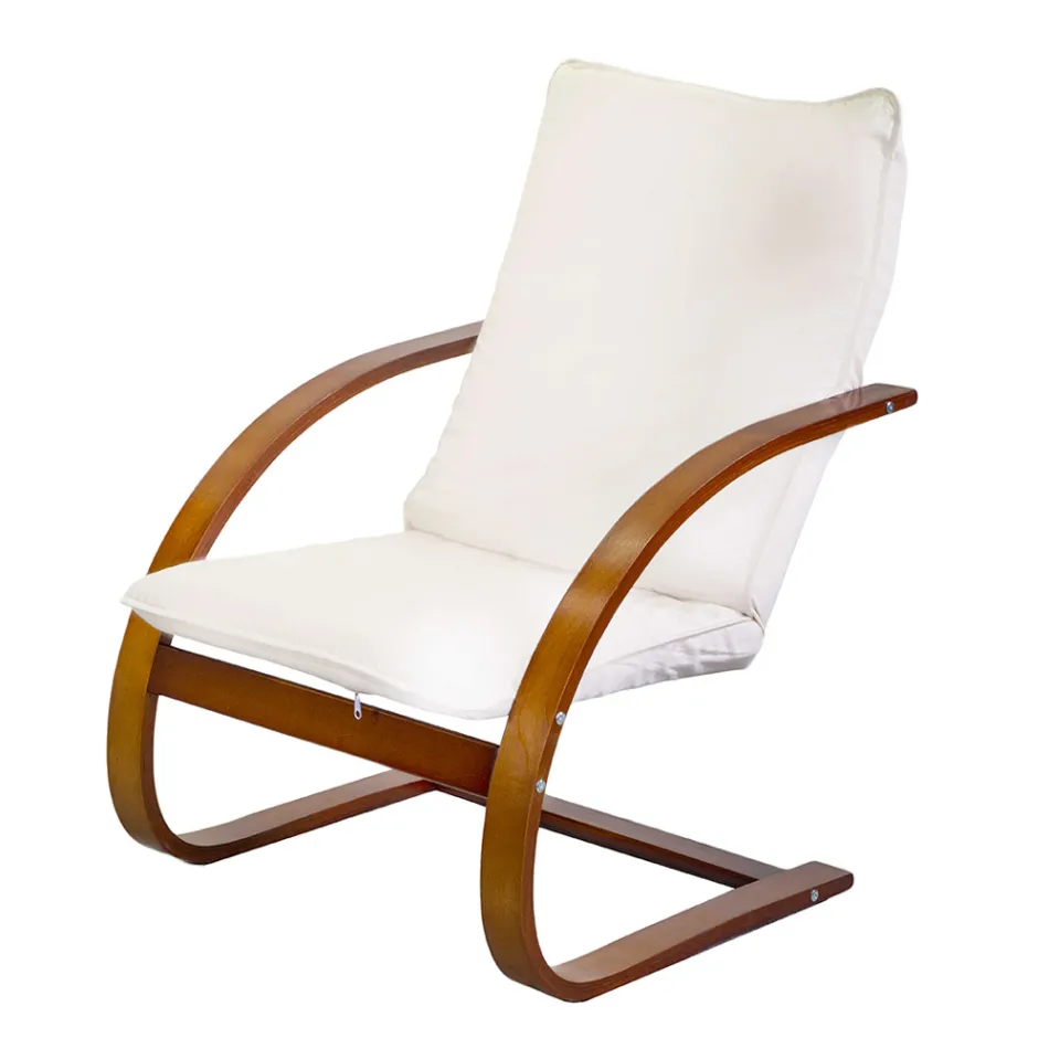 Poltrona da Interno Realizzata in Legno di Betulla e Tessuto - Abissi Viadurini