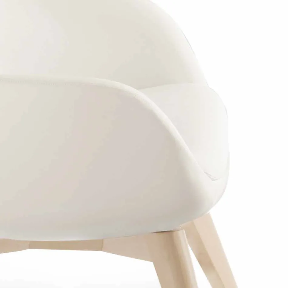 Poltrona da Salotto con Poggiapiedi in Pelle e Legno Made in Italy - Butterfly Viadurini