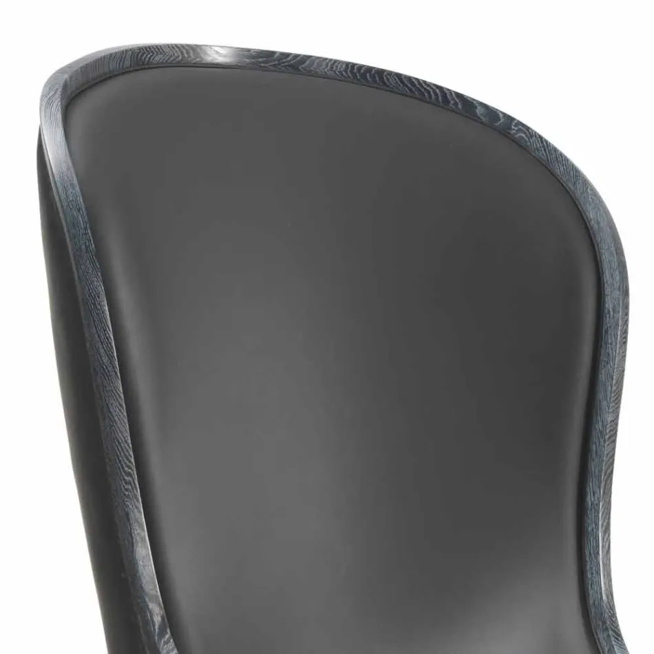 Poltrona da salotto in pelle e pelo nero Eli, design classico di lusso Viadurini