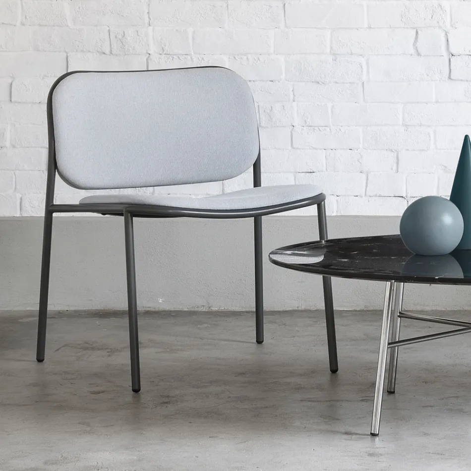 Poltrona da Salotto in Tessuto e Metallo Made in Italy 2 Pezzi - Sangria Viadurini