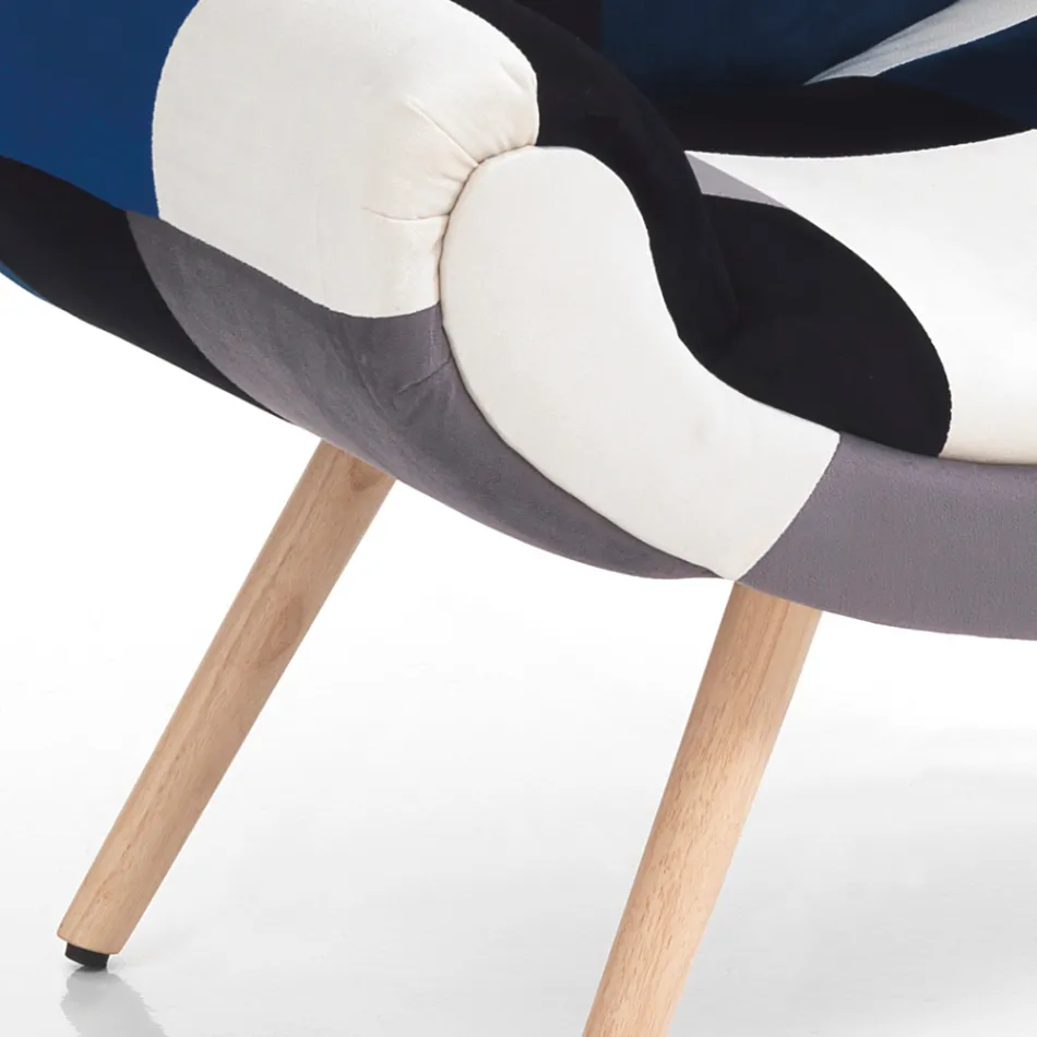 Poltrona da Salotto in Tessuto Patchwork - Bromo Viadurini