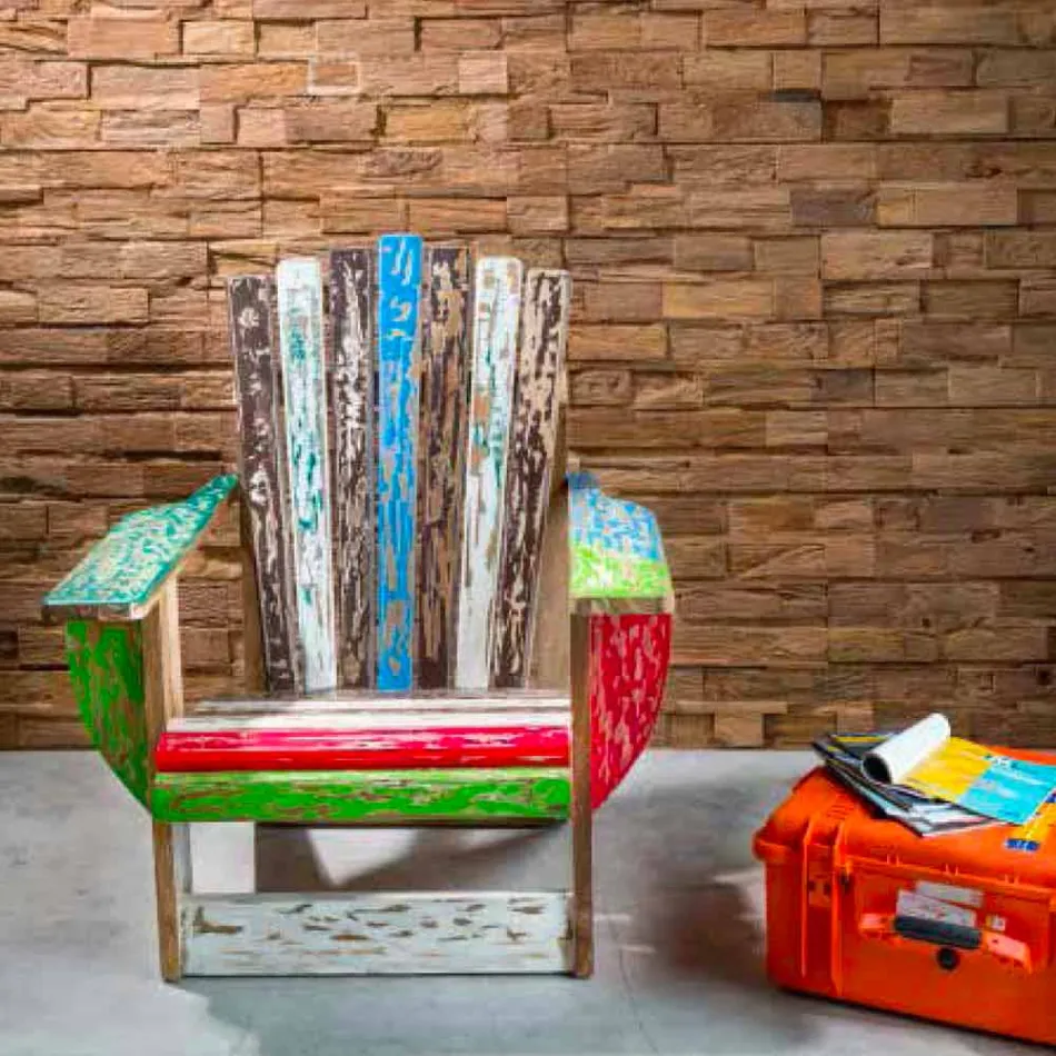 Poltrona da Soggiorno in Legno di Teak Massello Recuperato - Boatta Viadurini