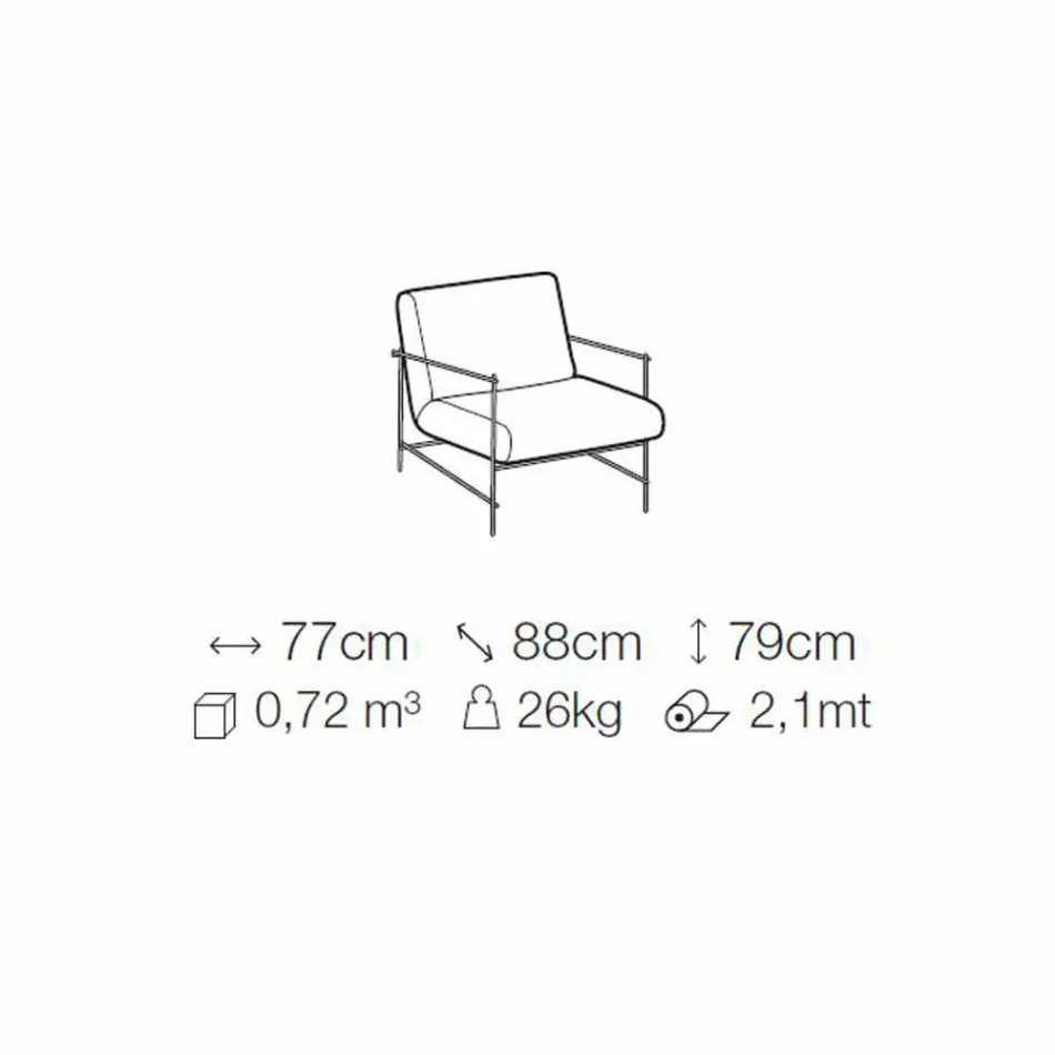 Poltrona da Soggiorno in Tessuto con Struttura in Metallo Made in Italy - Manila Viadurini