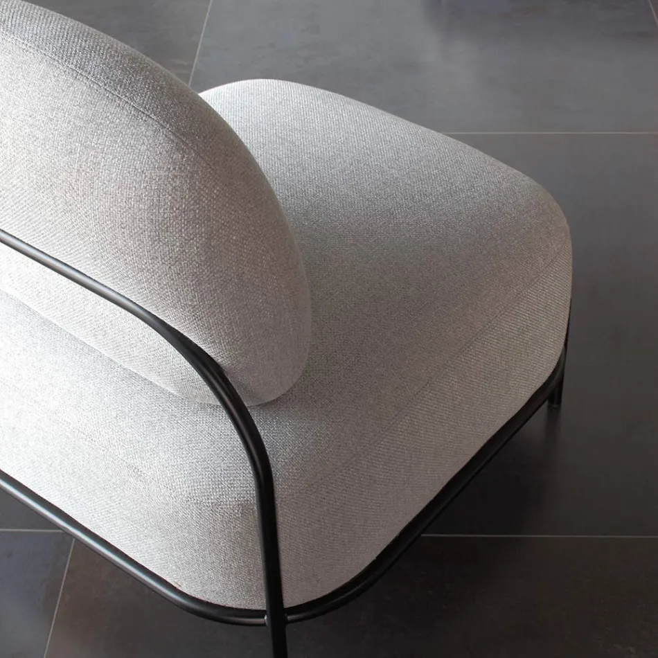 Poltrona da Soggiorno in Tessuto Grigio e Struttura in Metallo - Nidaro Viadurini