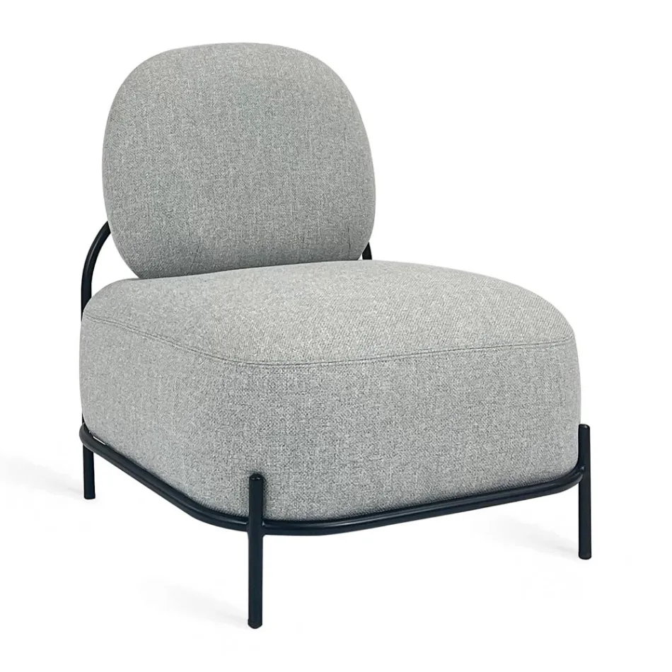 Poltrona da Soggiorno in Tessuto Grigio e Struttura in Metallo - Nidaro Viadurini