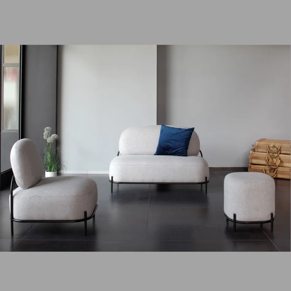 Poltrona da Soggiorno in Tessuto Grigio e Struttura in Metallo - Nidaro Viadurini