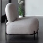 Poltrona da Soggiorno in Tessuto Grigio e Struttura in Metallo - Nidaro Viadurini