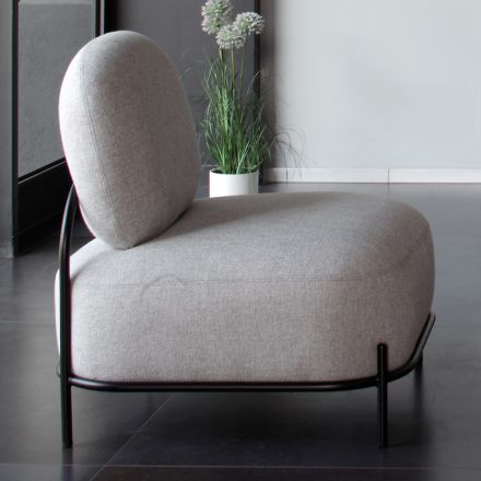 Poltrona da Soggiorno in Tessuto Grigio e Struttura in Metallo - Nidaro Viadurini