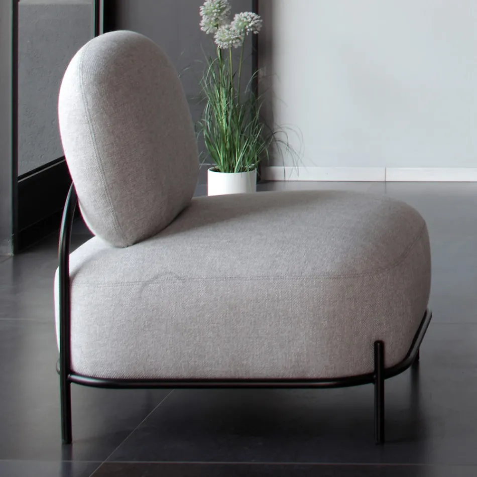 Poltrona da Soggiorno in Tessuto Grigio e Struttura in Metallo - Nidaro Viadurini