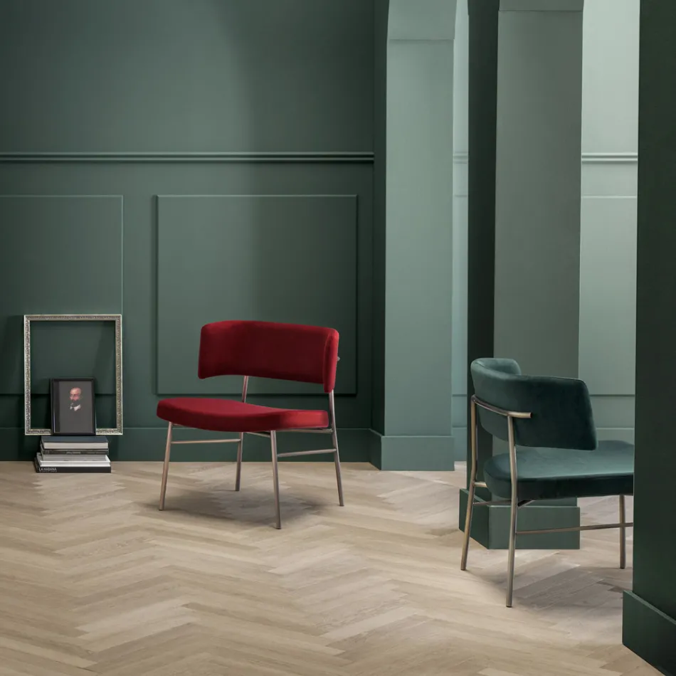 Poltrona da Soggiorno in Velluto con Struttura in Metallo Made in Italy - Alaska Viadurini