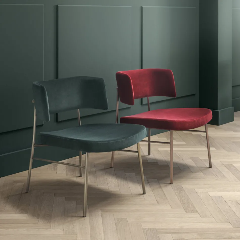 Poltrona da Soggiorno in Velluto con Struttura in Metallo Made in Italy - Alaska Viadurini