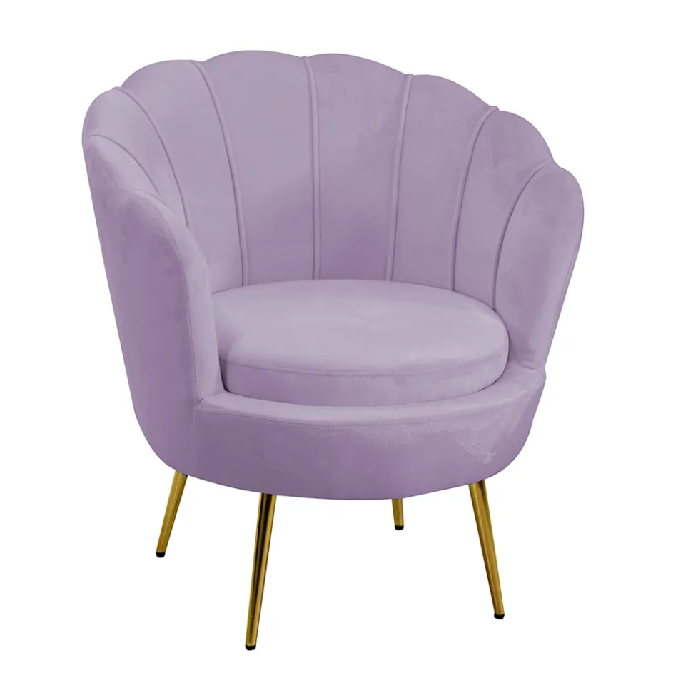 Poltrona da Soggiorno Realizzata in Metallo e Velluto - Fondale Viadurini