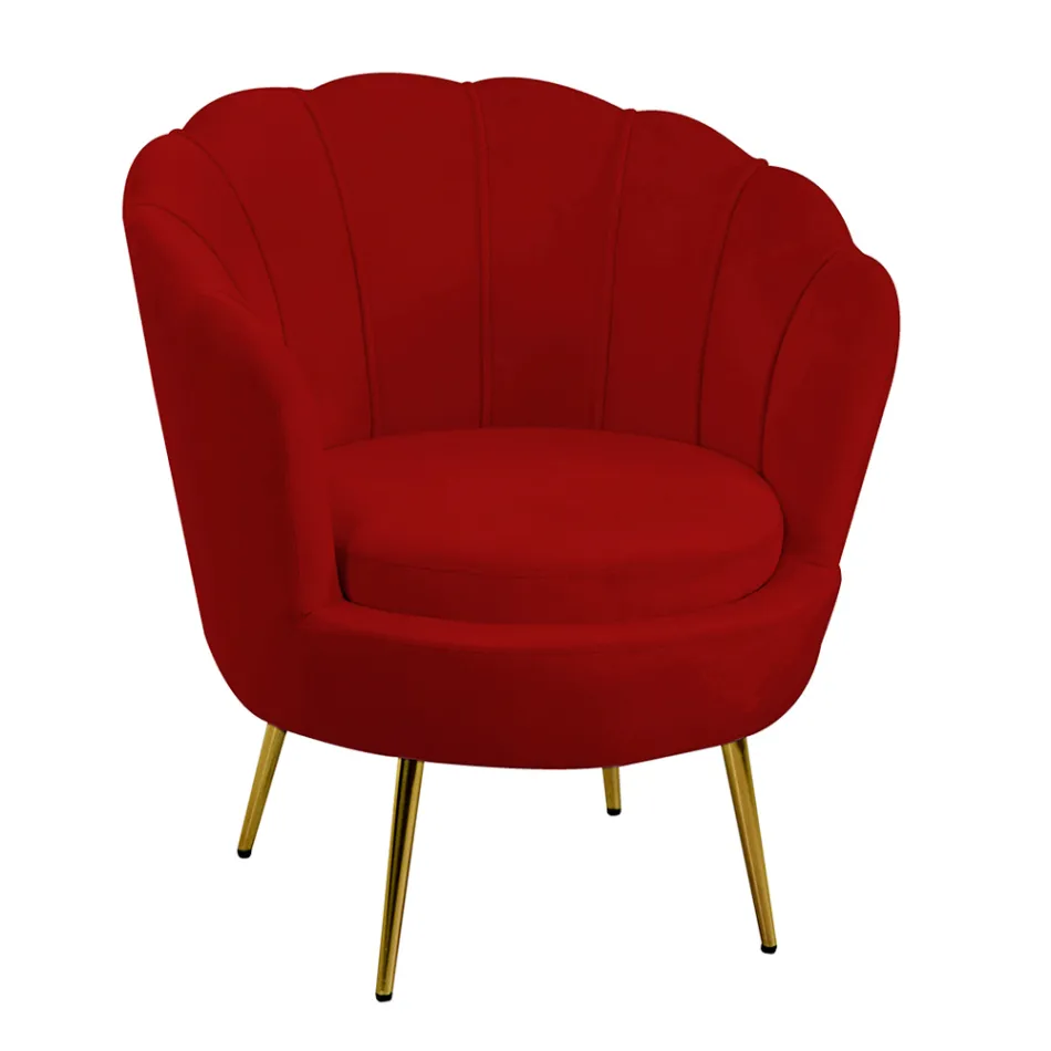 Poltrona da Soggiorno Realizzata in Metallo e Velluto - Fondale Viadurini