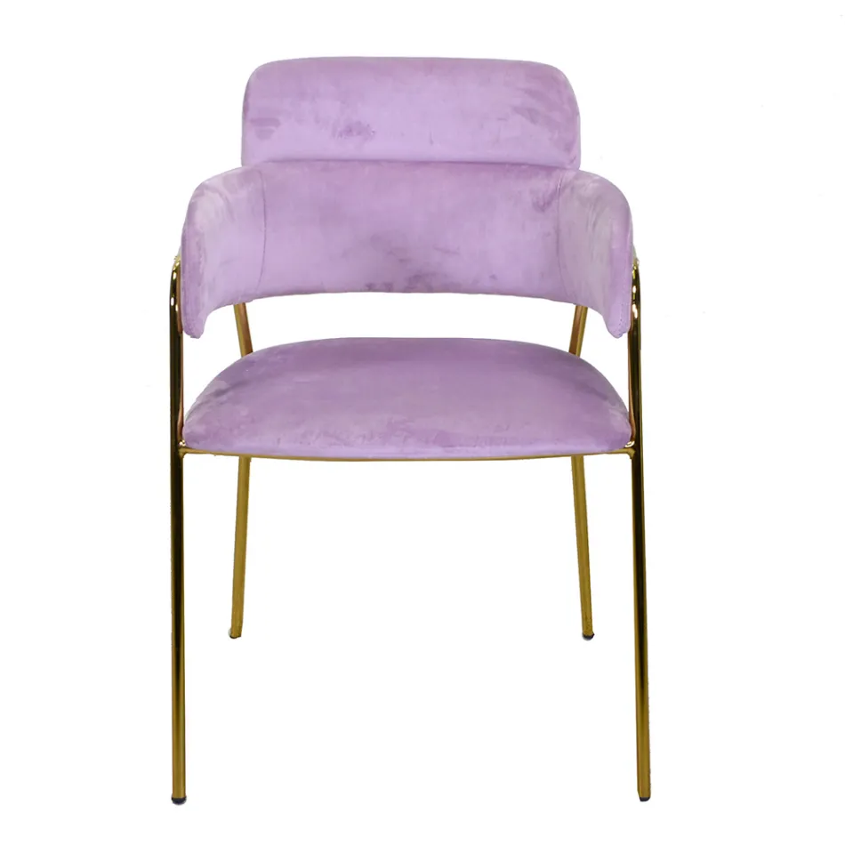 Poltrona da Soggiorno Realizzata in Metallo Oro e Velluto - Bandiera Viadurini