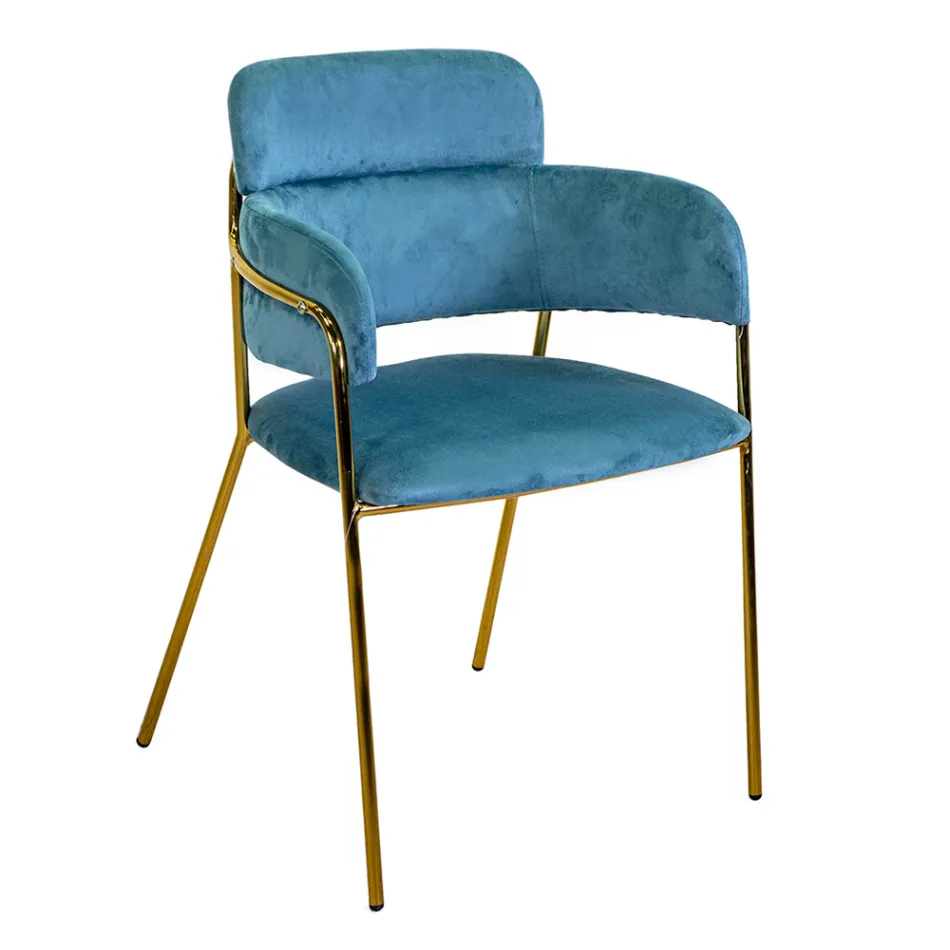 Poltrona da Soggiorno Realizzata in Metallo Oro e Velluto - Bandiera Viadurini