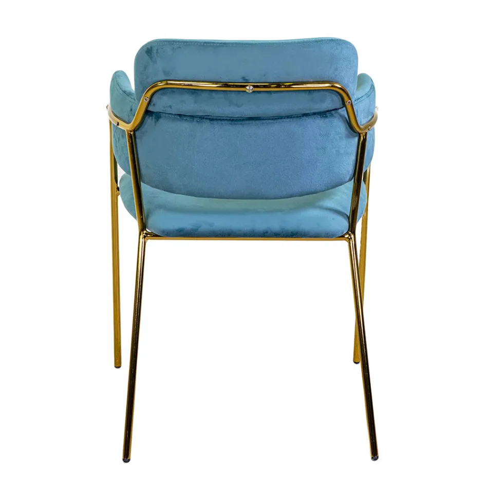 Poltrona da Soggiorno Realizzata in Metallo Oro e Velluto - Bandiera Viadurini