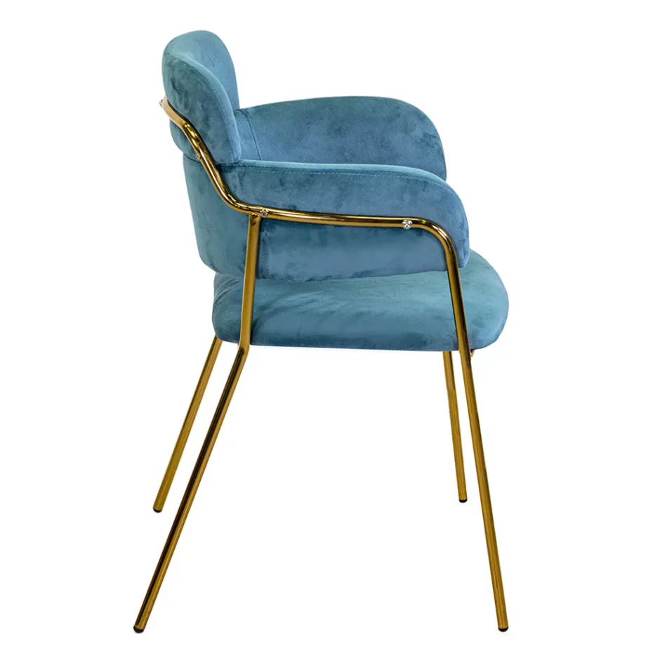 Poltrona da Soggiorno Realizzata in Metallo Oro e Velluto - Bandiera Viadurini