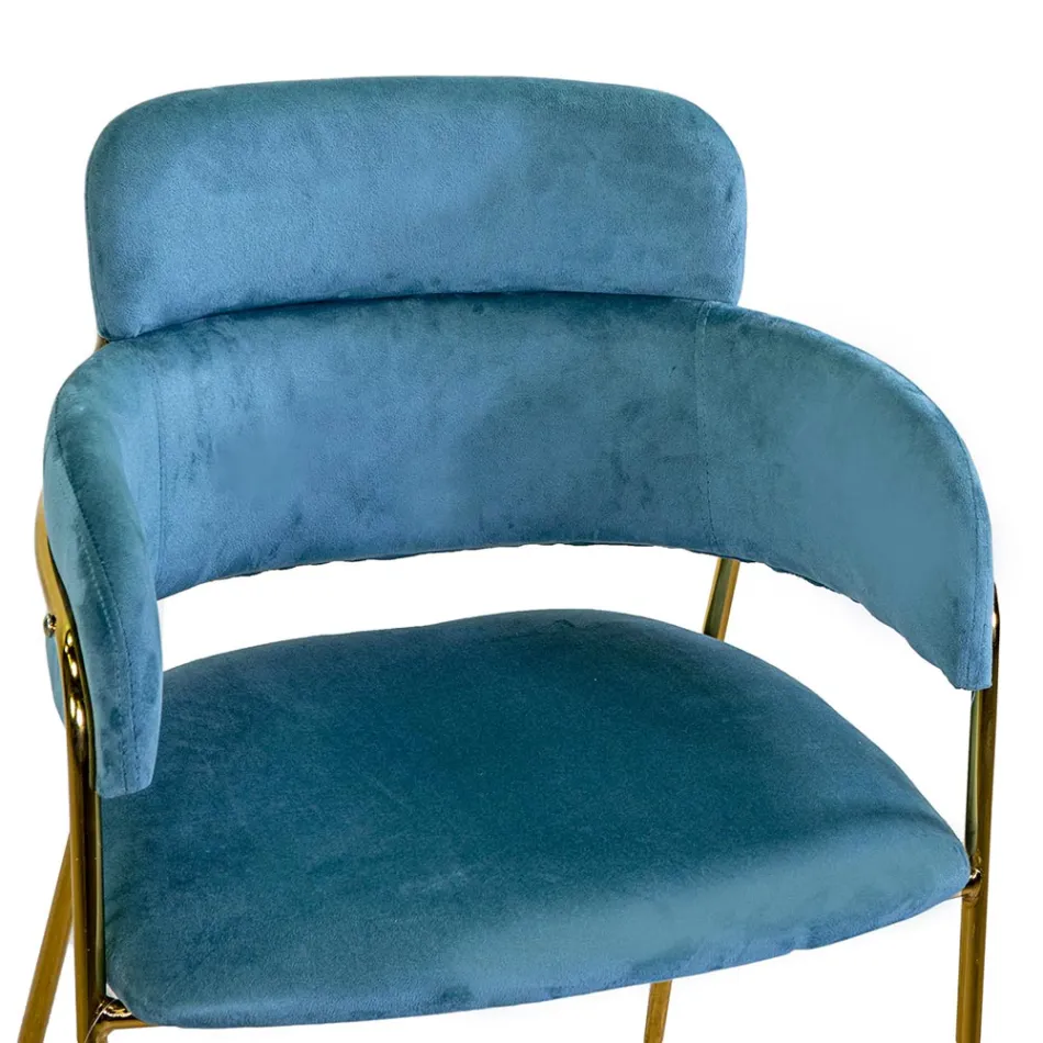 Poltrona da Soggiorno Realizzata in Metallo Oro e Velluto - Bandiera Viadurini