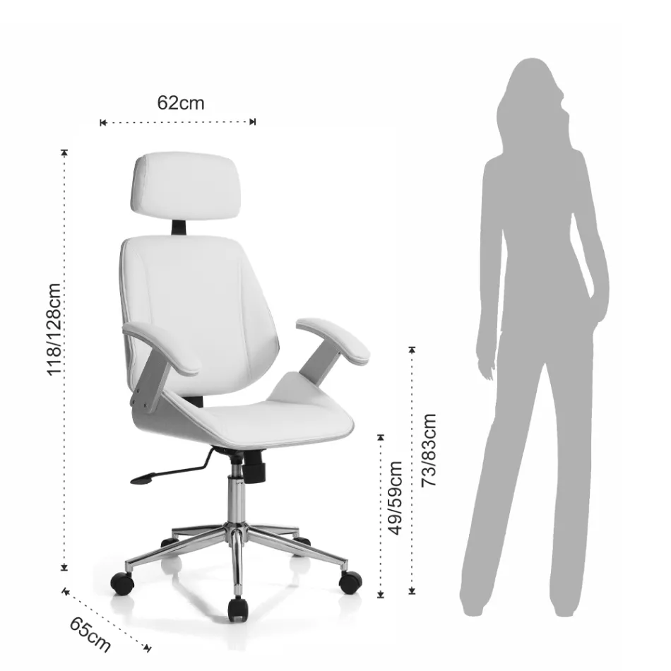Poltrona da Ufficio in Legno, Pelle Sintetica e Metallo - Alaccia Viadurini