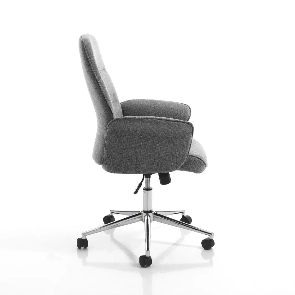 Poltrona da Ufficio in Metallo e Tessuto e Alzata Regolabile - Oro  Viadurini