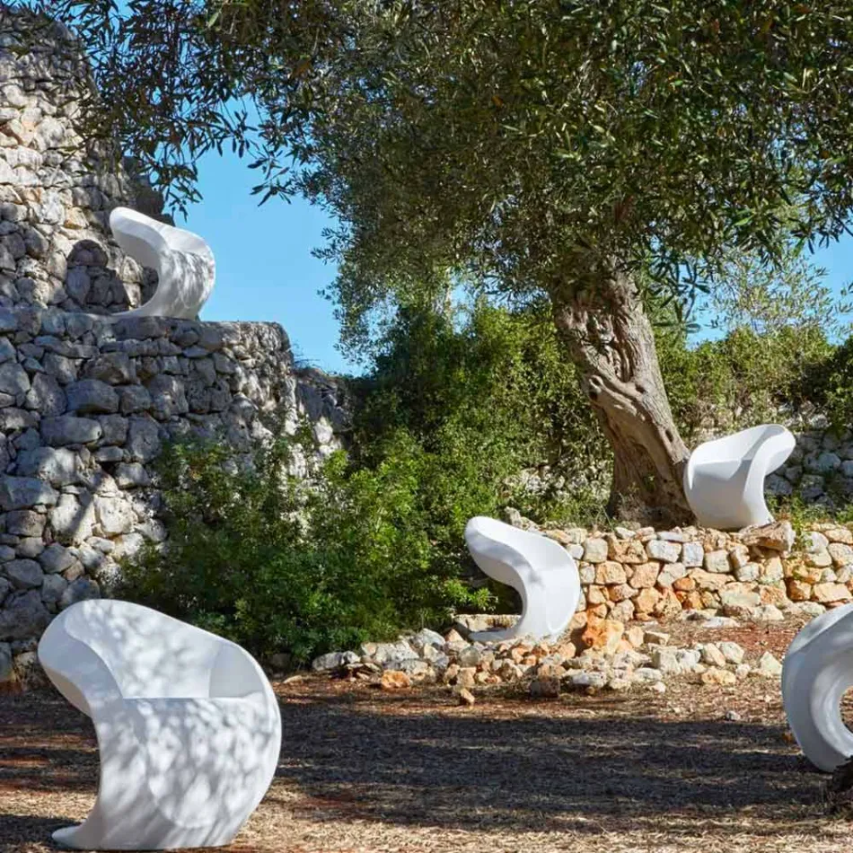 Poltrona di Design Interna o Esterna in Polietilene Bianco - Petra by Myyour Viadurini