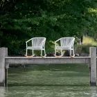 Poltrona Dondolo da Giardino in Legno Massello e Tessuto – Smart by Varaschin Viadurini