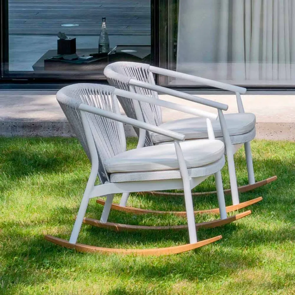 Poltrona Dondolo da Giardino Massello e Tessuto Imbottito – Smart by Varaschin Viadurini