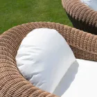 Poltrona Esterno in Rattan Sintetico Intrecciato e Tessuto Bianco o Ecru - Yves Viadurini
