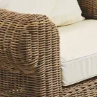 Poltrona Esterno in Rattan Sintetico Intrecciato e Tessuto Bianco o Ecru - Yves Viadurini