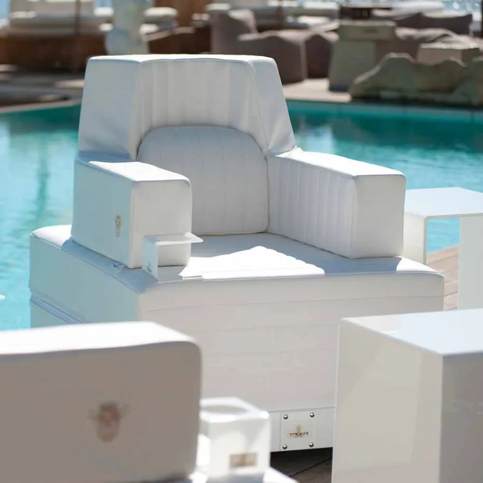 Poltrona galleggiante Trona Luxury bianca di design, made in Italy Viadurini