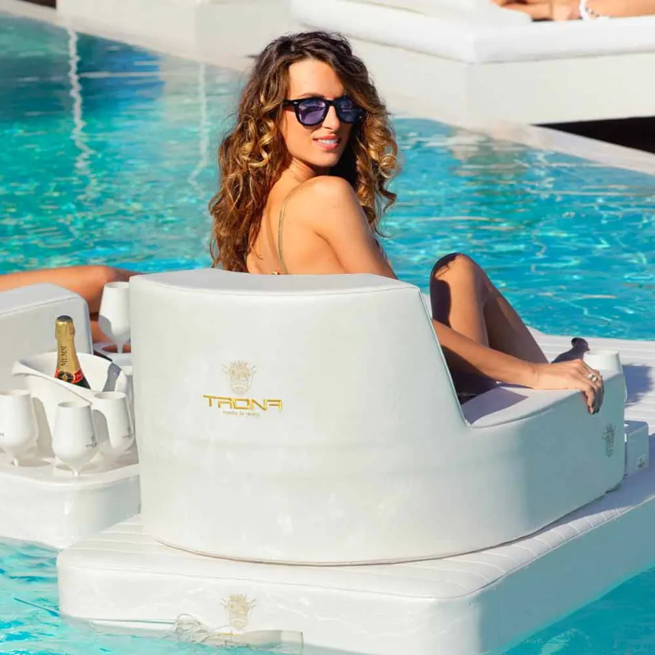 Poltrona galleggiante Trona Luxury bianca di design, made in Italy Viadurini