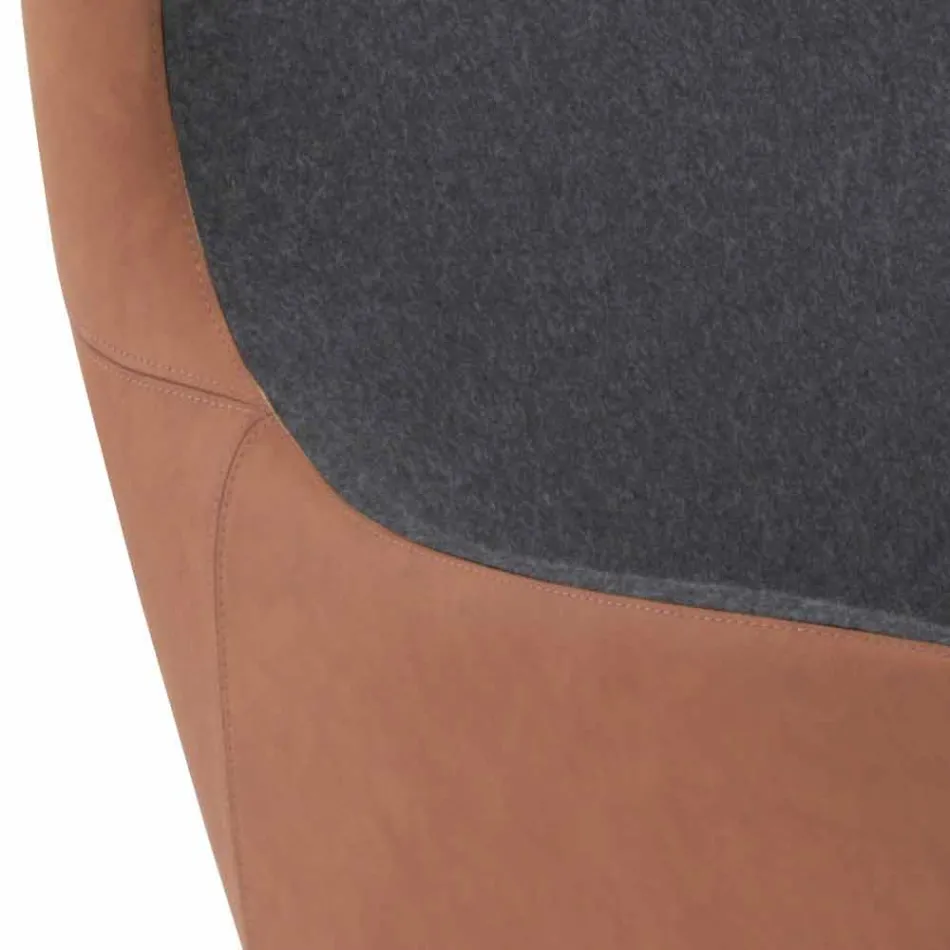 Poltrona Girevole in Pelle con Base in Legno Realizzata in Italia - Butterfly Viadurini