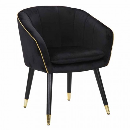 Poltrona Imbottita in Legno e Tessuto di Design Moderno - Maddy Viadurini