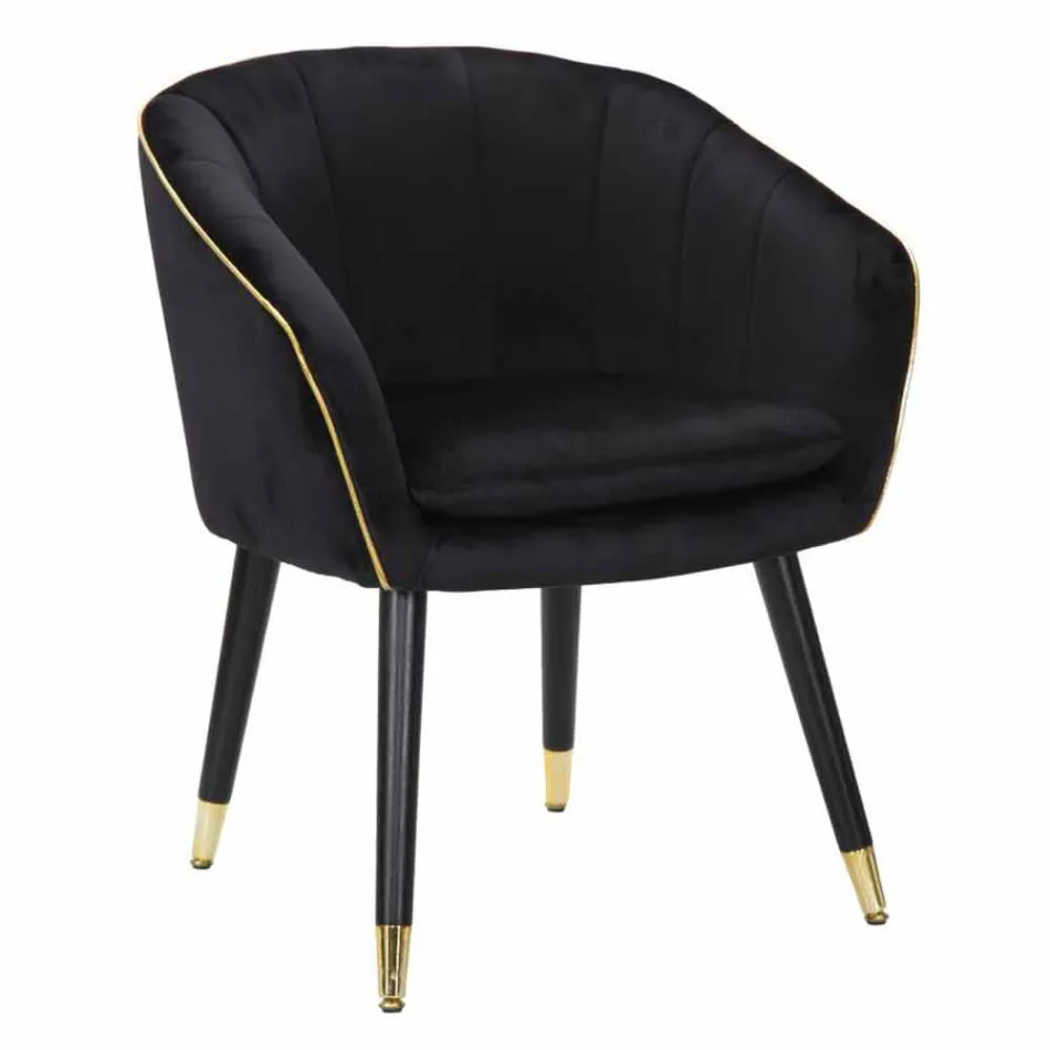 Poltrona Imbottita in Legno e Tessuto di Design Moderno - Maddy Viadurini