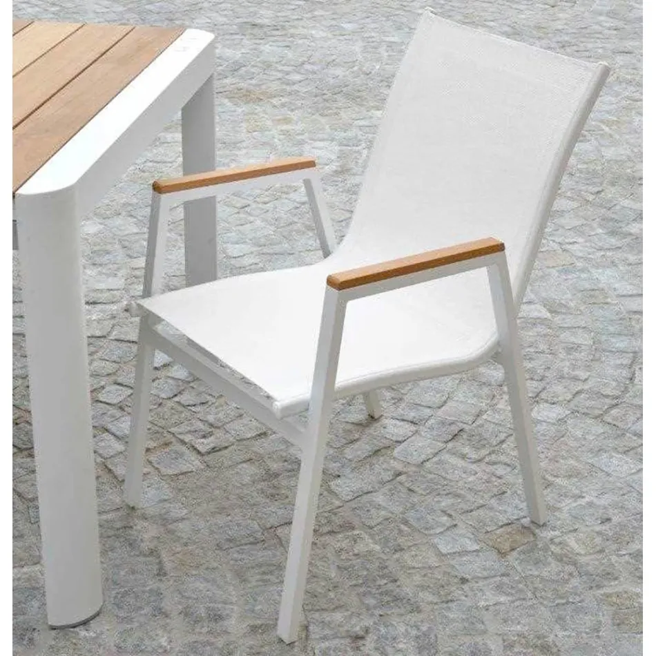 Poltrona in Alluminio e Textilene con Braccioli in Polywood - Diario Viadurini