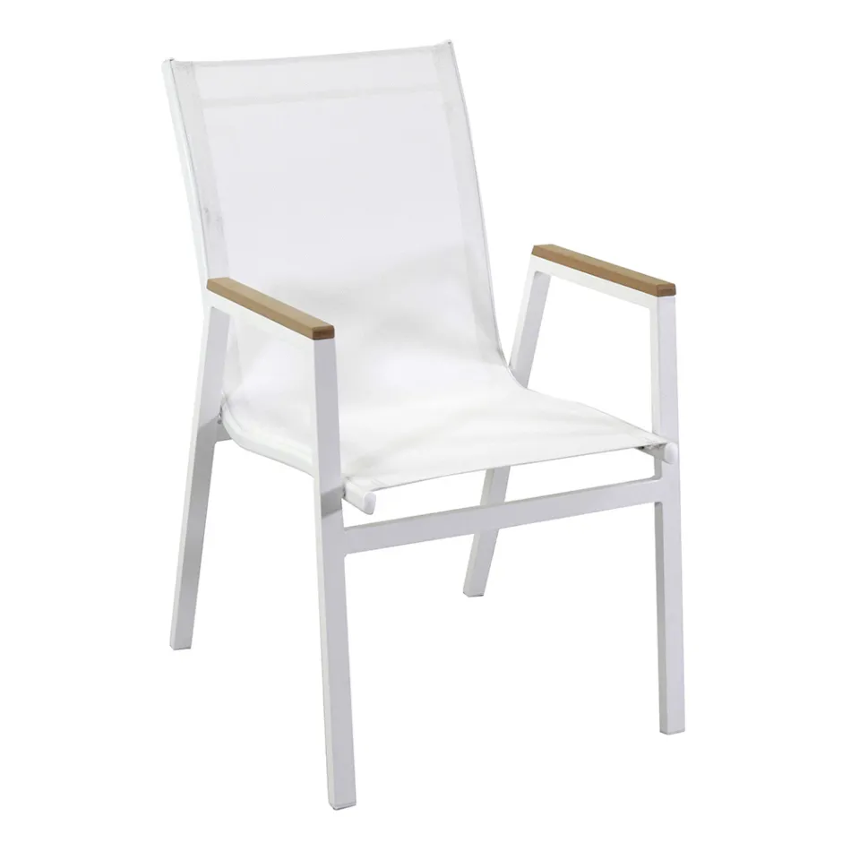 Poltrona in Alluminio e Textilene con Braccioli in Polywood - Diario Viadurini