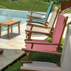 Poltrona in Legno di Acacia e Tessuto Misto Cotone/Poliestere - Bottega Viadurini