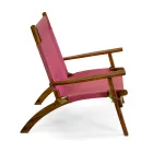 Poltrona in Legno di Acacia e Tessuto Misto Cotone/Poliestere - Bottega Viadurini